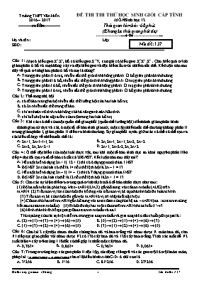 Đề thi thử học sinh giỏi cấp tỉnh Sinh học 12 - Mã đề 137 - Năm học 2016-2017 - Trường THPT Văn Hiến